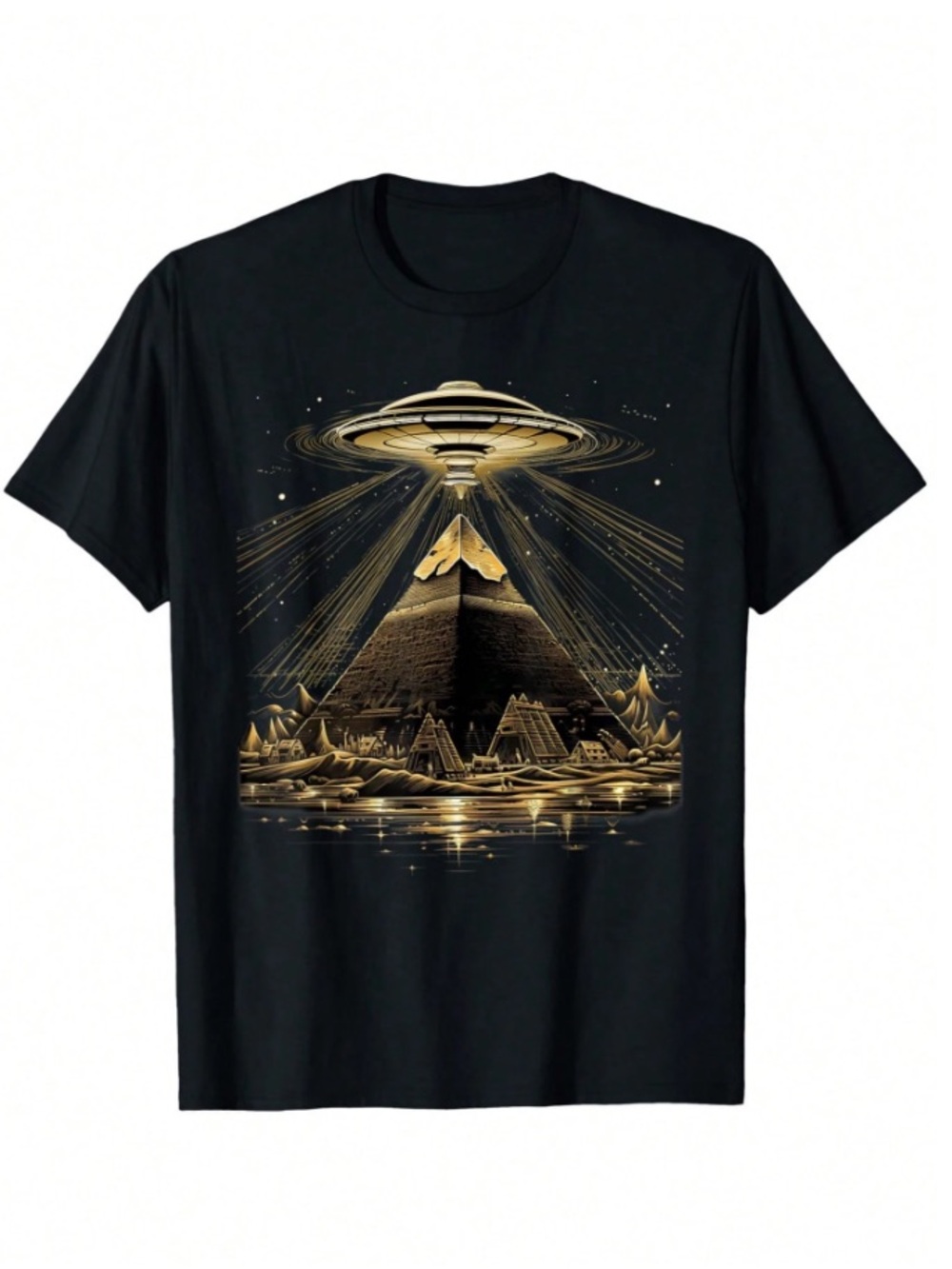 Aliens UFO Egyptian Pyramids Science Fiction Graphic Tshirt